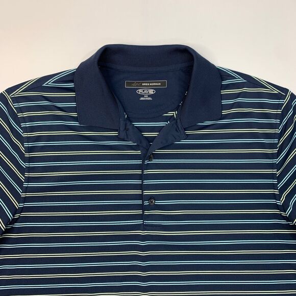 Greg Norman Polo Shirt Mens M Navy Striped Short Sleeve PlayDry Performance Golf - Picture 3 of 11